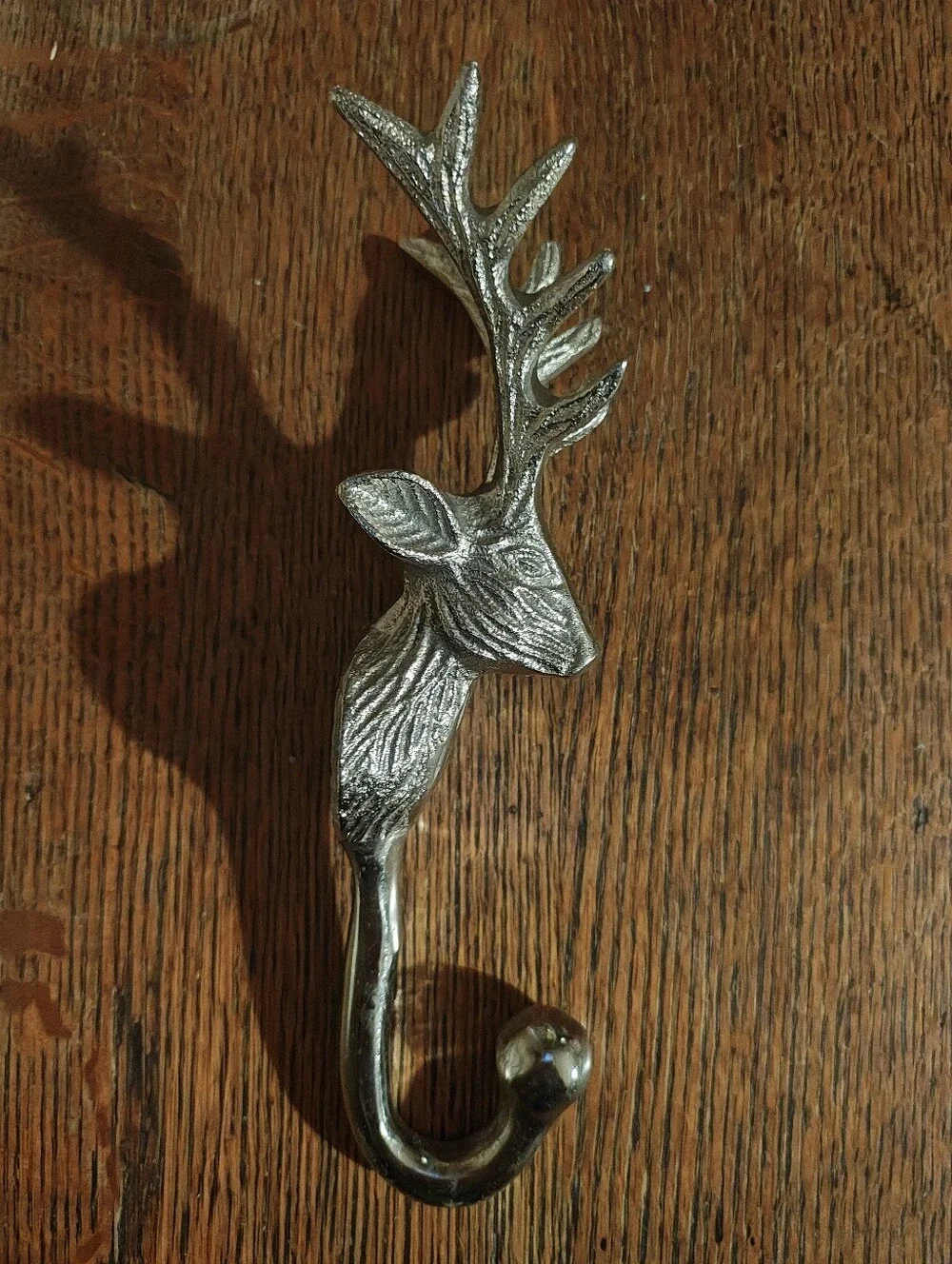 Antler Deer Wall Hook in Antique Silver Finish